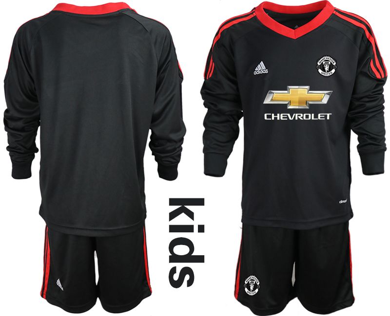 Youth 2020-2021 club Manchester United black long sleeve goalkeeper Soccer Jerseys2